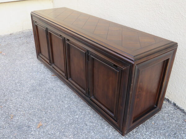 Lane Dark Oak Parquet Top Credenza   Buffet 